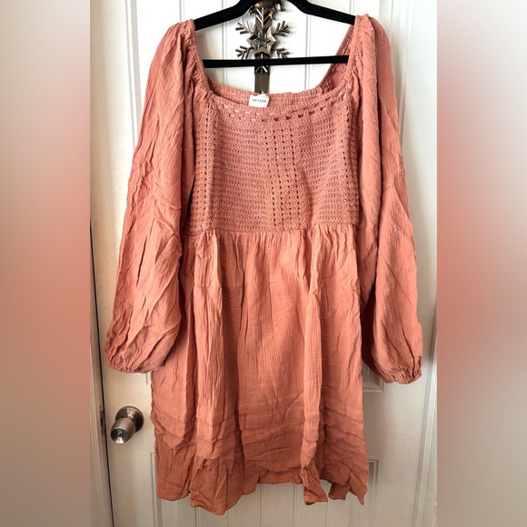 Heyson Crochet Long Sleeve Rust Dress Peasant Boho Hippie Bohemian Size 2XL - Picture 2 of 7